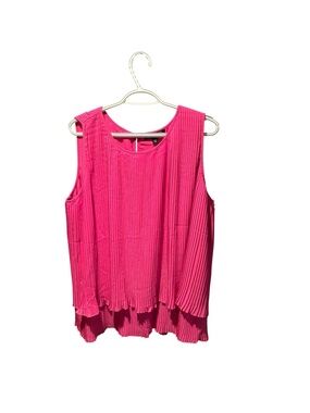 Gramercy 22 Sleeveless Pleated Layered Blouse Hot Pink 1X